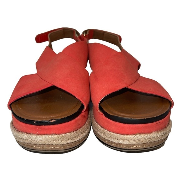 Naturalizer Women's Sandals Size 6.5M Coral/Red Wedge Criss Cross Open Toe - Picture 4 of 12
